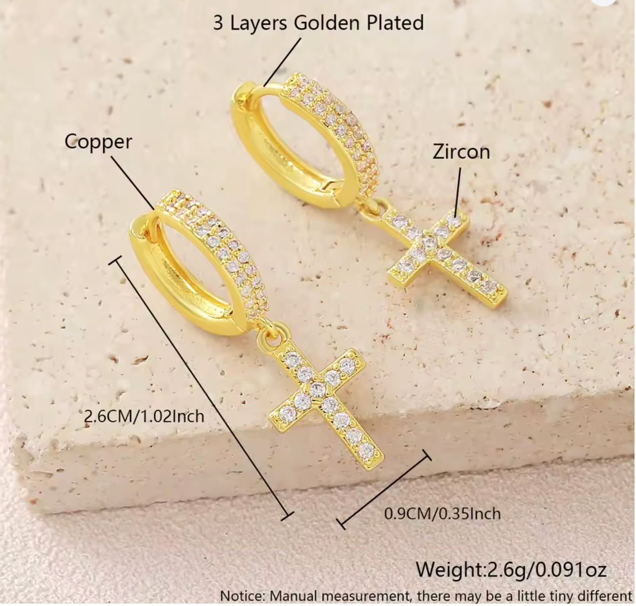Luvéno Cross Drop Earrings